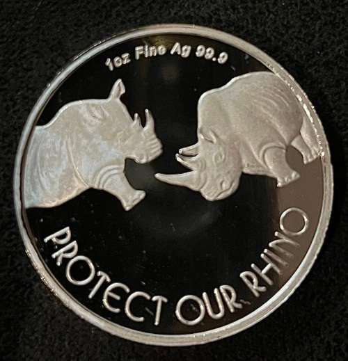 1oz SILVER ROUND - ** PROTECT OUR RHINO ** MINTED PROOF SERIES - PURE 999 SILVER
