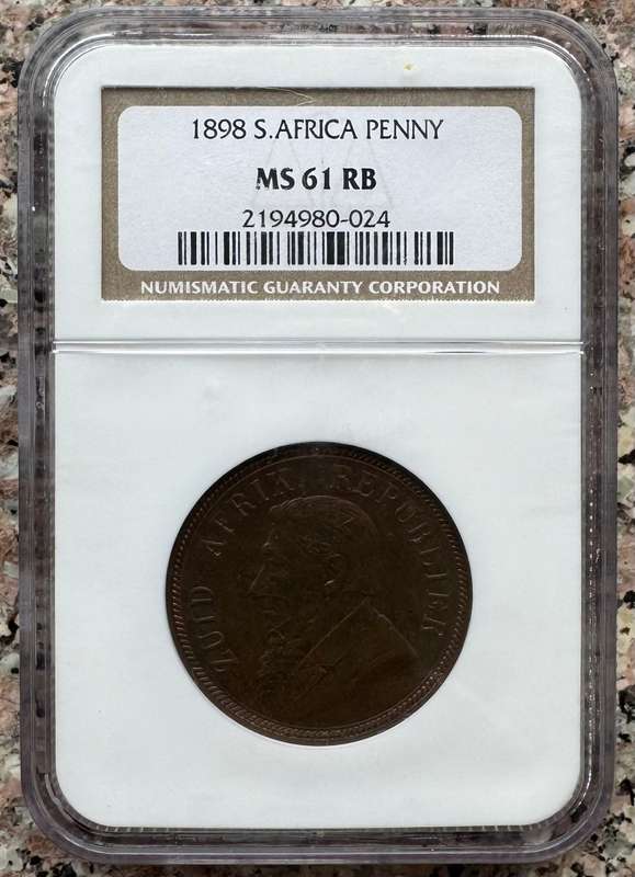 1898 ZAR 1 PENNY ** MS61RB ** NGC GRADED HERNS IN UNC R3000.00 - THIS IS RED BROWN