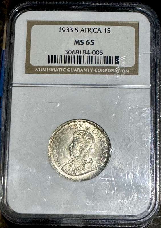 1932 UNION SA 1 SHILLING - MS64 - NGC 3RD FINEST GRADE - BOOK VALUE LOW UNC 5500