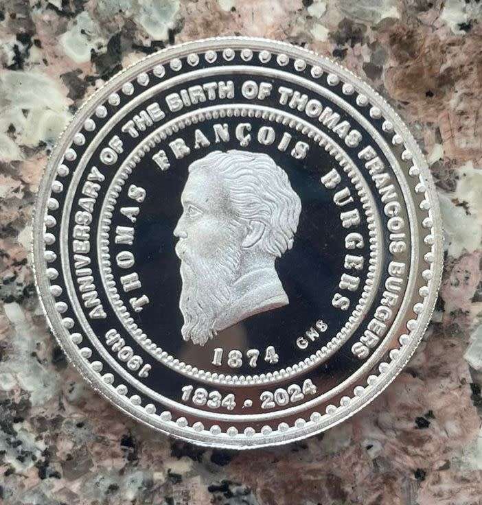 1oz Silver rounds - 150 YEAR ANNIVERSARY OF THE BURGERS POND `GNS` FLYPRESS OVER STAMP