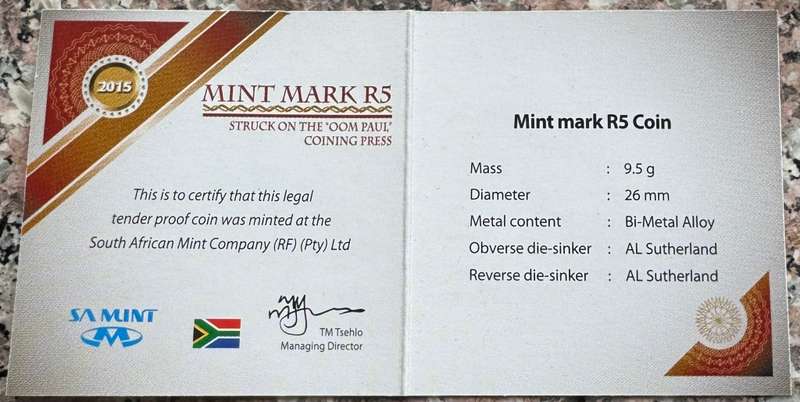 2015 RSA OOM PAUL R5 - IN SAMINT BOX AND CERTIFICATE