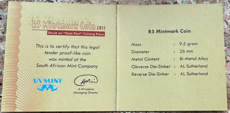 2011 RSA OOM PAUL R5 - IN SAMINT BOX AND CERTIFICATE