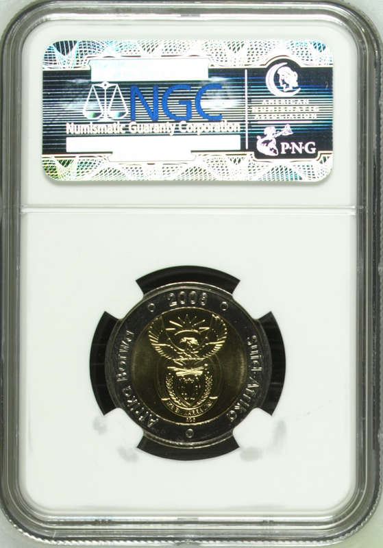 2008 MANDELA 90th BIRTHDAY R5 COIN - MS67 - NGC GRADE MANDELA LABEL