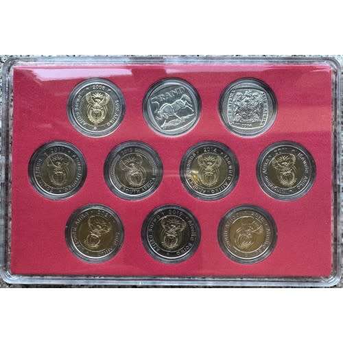 1994 - 2021 MANDELA R5 COIN SET - MINT STATE UNC R5`s - 10 COINS IN CUSTOM CASE