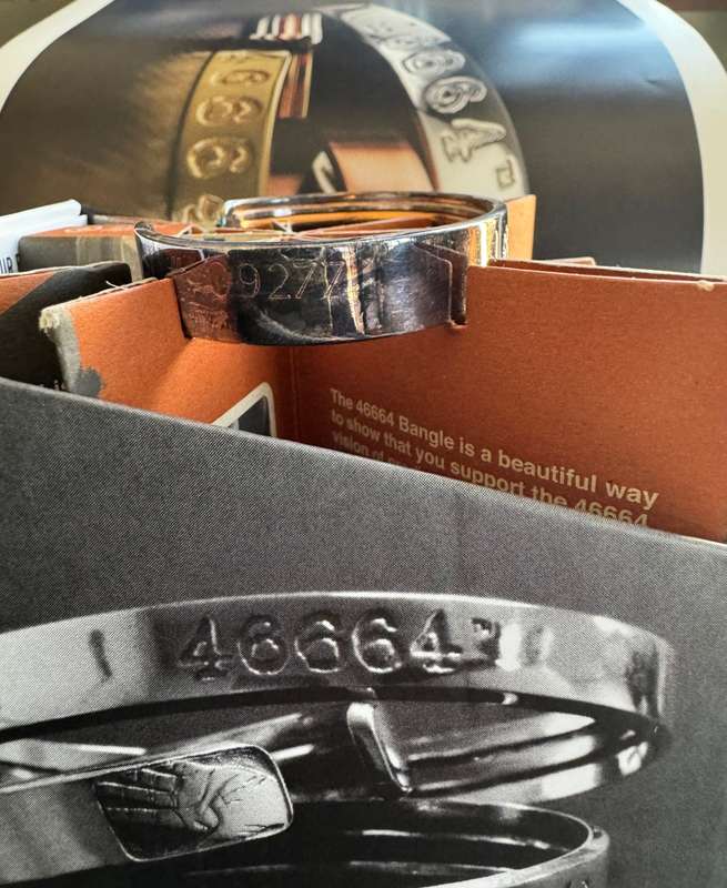 MANDELA 46664 BANGLE - REGISTERED TRADEMARK - PURE SILVER - 40gr - SIZE SMALL 09277
