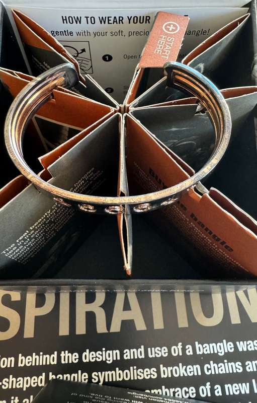 MANDELA 46664 BANGLE - PURE SILVER - 40gr - SIZE SMALL + LIMITED EDITION BOOK & 2/5/2014 SERIAL