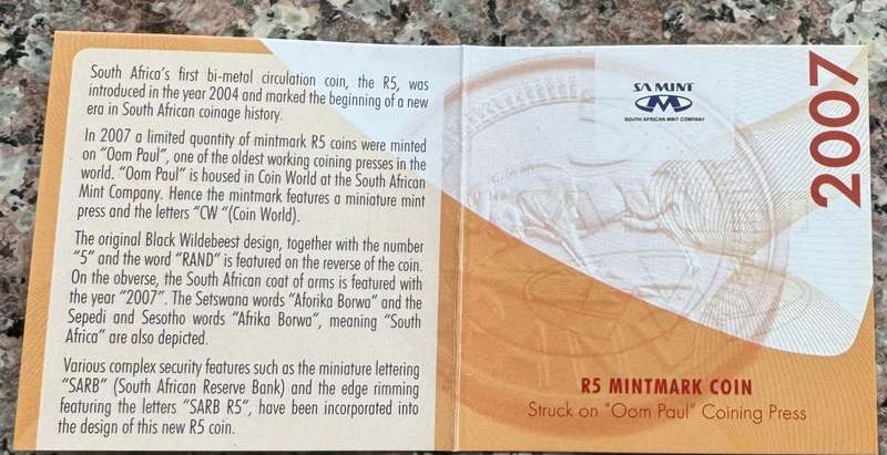 2007 RSA OOM PAUL R5 - IN SAMINT BOX AND CERTIFICATE