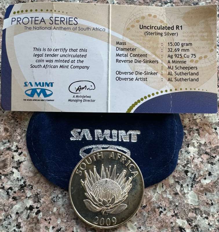 2009 SILVER RAND PROTEA - NATIONAL ANTHEM - UNC