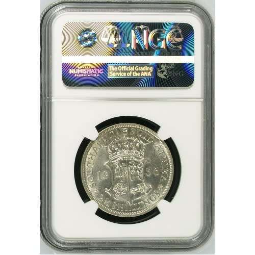 1936 UNION SA 2.5 SHILLING - MS61 - NGC GRADE LOW MINTAGE 553,177