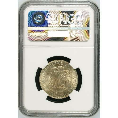 1936 UNION SA 2 SHILLING - AU58- NGC GRADE LOW MINTAGE 669,397