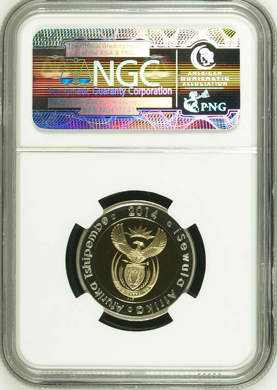 2014 RSA R5 - 20 YEARS OF FREEDOM BI-METAL R5 COIN - PF68UC NGC HIGH GRADE - LOW MINTAGE 613