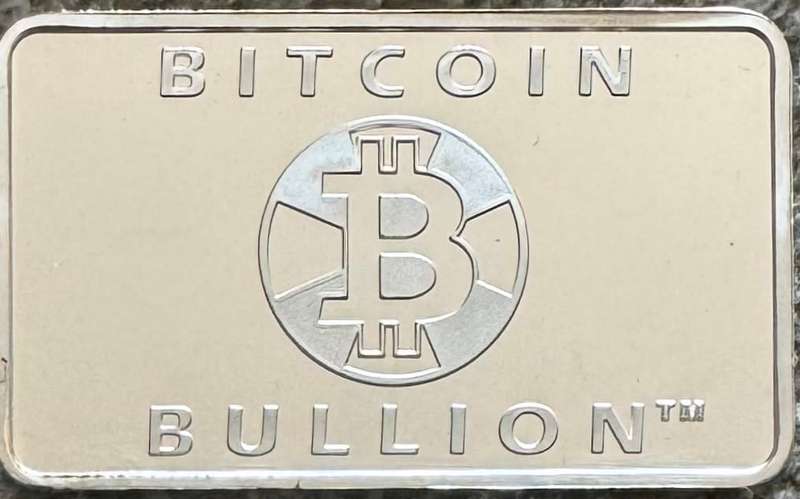 1oz PURE SILVER PROOF BAR *BITCOIN* BUCKS `n GEMS PROOF MINTED BAR + CERTIFICATE