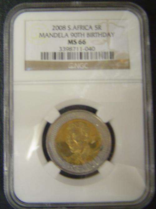 ONLY 100 AVAILABLE NGC GRADED MANDELA R5 BIRTHDAY COIN MS66 GRANDFATHERS COLLECTION!!!!