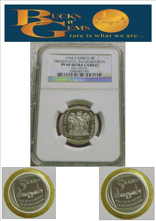 NO STEPS** PF69UC**1994 INAUGURATION R5 COIN  PF69 ULTRA CAMEO"FULL CLOSED DOORS"-HIGHEST GRADE