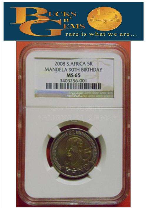 2 AVAILABLE **MS65** --2008 MANDELA 90TH BIRTHDAY MS65 R5 COIN-NGC GRADED
