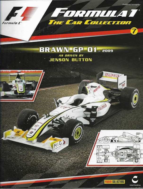 Brawn GP 01 as driven by Jenson Button in 2009 with magazine