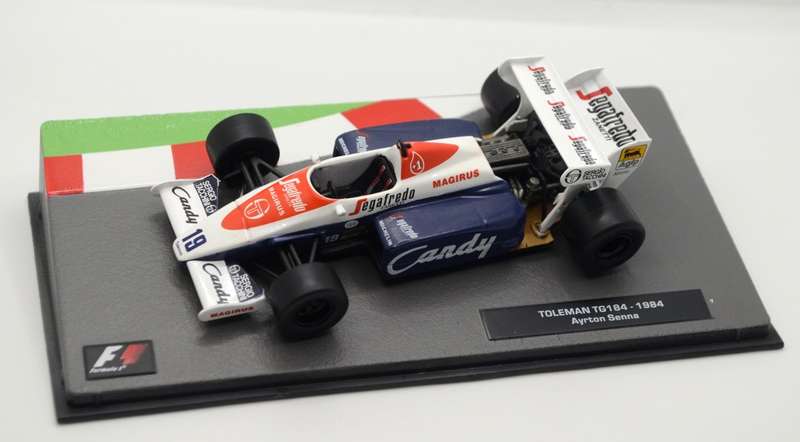 Toleman TG184 as driven by Ayrton Senna in 1984 with magazine