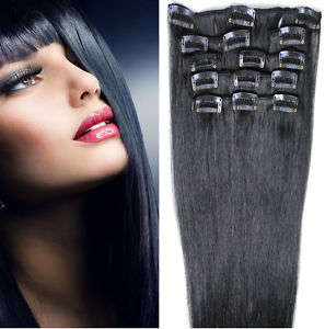 * 7 Pcs - Full Head - Clip in Human Hair Extensions - 18 inches*