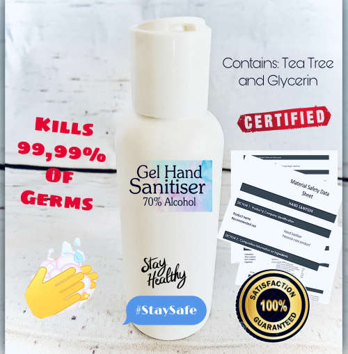 70% Alcohol - Gel Hand sanitizer with tea Tree - 100ml (Comes with MSDS certification)