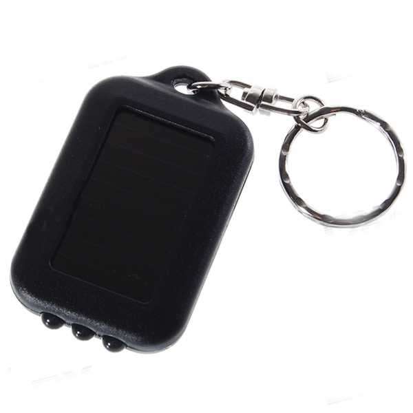 Solar Powered LED Flashlight Keychain