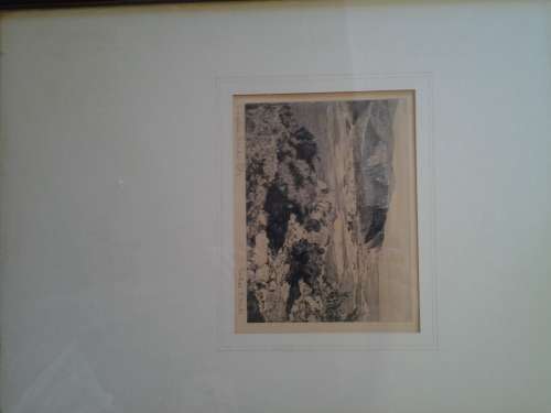 Andre Naude etching - view of the Knysna heads