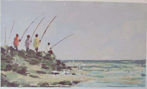 SA Artist:PD van Blommestein=3 x OIL PAINTINGS="SHAD TIME"="Drakensberg"="The Wood Carrier"