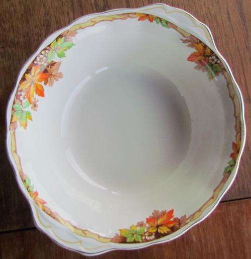 GRINDLEY Large Serving BOWL=Handles=Creampetal=Autumn Leaves=England=Salad=Fruit.