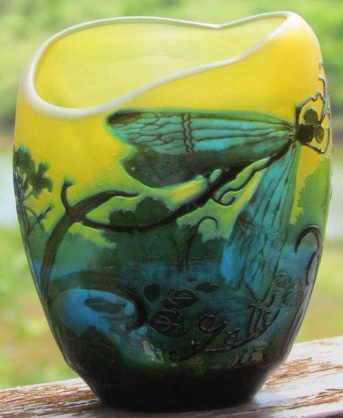 EMILE GALLE "STYLE" FRENCH Cameo ART GLASS VASE=DRAGONFLY=GR8 CONDITION=COLLECTABLE=Make an Offer???