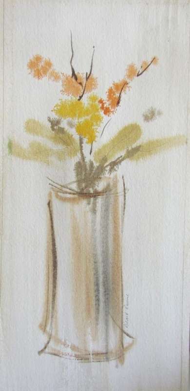 Richard Rennie SA ARTIST=Watercolour=Still Life Vase & Flower Arrangement=Unusual!!!! LOW R1 START!!
