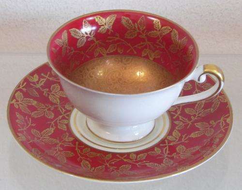 ALKA KUNST KRONACH BAVARIA=BURGUND 43=Demitasse Coffee Cup & Saucer=Germany.