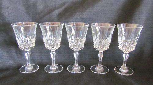 5 Pressed glass Port = Liqueur = Sherry  Glasses=***NICE***=As New=Perfect condition.