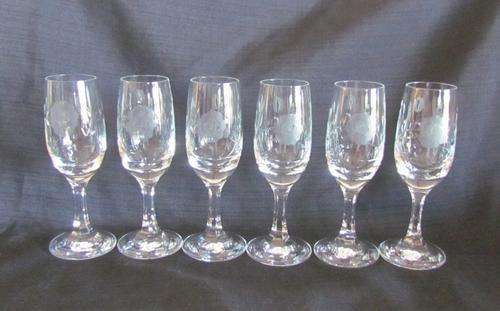 Set of 6 Crystal glass Port=Liqueur=Sherry Glasses=***!!STUNNING!!***=As New=Perfect condition.