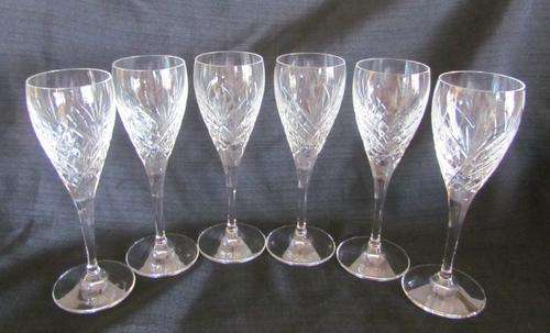 Set of 6 TALL Crystal glass Port=Liqueur=Sherry Glasses=***!!STUNNING!!***=As New=Perfect condition.