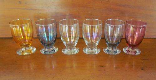 6 Irridescent LUSTRE RETRO Glass Tumblers=Goblets=Glasses=!!=UNUSUAL=!!=As New=Perfect condition.