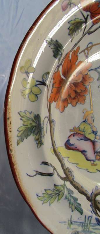 STAFFORDSHIRE CLEWS Chinoiserie Oriental Plate=STONE CHINA Warranted=RARE=BIRDS=FLOWERS=EARLY 1800's