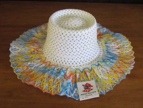 BEACH HAT ITALIAN Industria Paglia Affini (Montappone) SUN HAT STRAW Rattan like AWESOME!