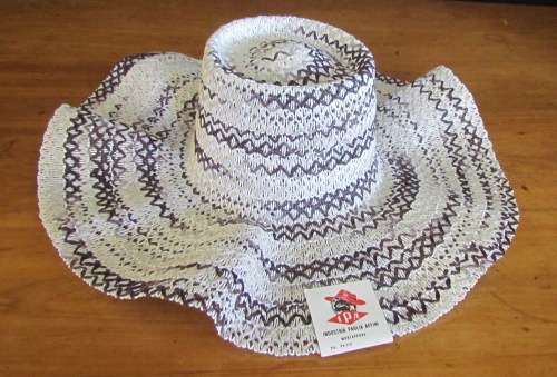BEACH HAT STUNNING ITALIAN Industria Paglia Affini (Montappone) SUN HAT STRAW Rattan like AWESOME!
