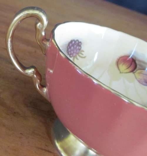 AYNSLEY TEA CUP and SAUCER=Fruit=Well known Artist DORIS JONES=Beautiful & Scarce!!!