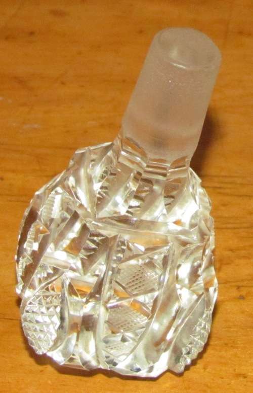 PERFUME BOTTLE Crystal with Sterling Silver Lid & Stopper LONDON 1926 Henry Perkins & Sons LARGE!!