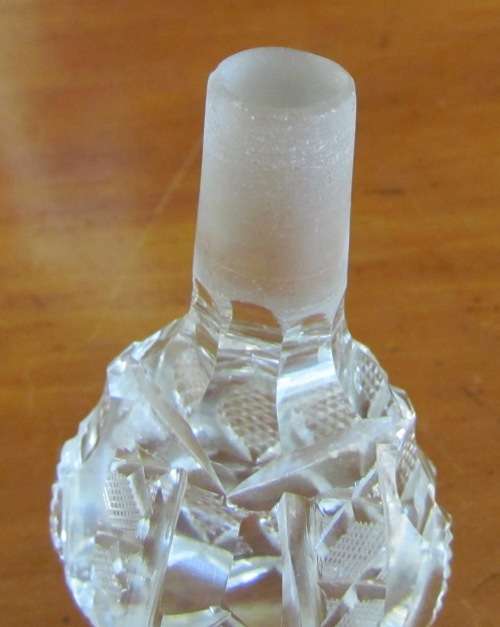 PERFUME BOTTLE Crystal with Sterling Silver Lid & Stopper LONDON 1926 Henry Perkins & Sons LARGE!!