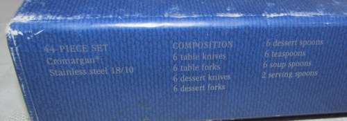 WMF CUTLERY SET=!!!!NEW!!!!=CROMORGAN=boxed=ARORA PATTERN=6 place setting=44 piece=STAINLESS STEEL.