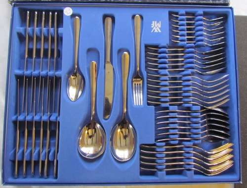 WMF CUTLERY SET=!!!!NEW!!!!=CROMORGAN=boxed=ARORA PATTERN=6 place setting=44 piece=STAINLESS STEEL.