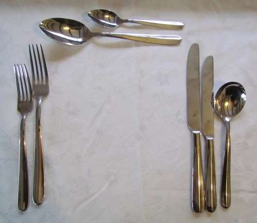 WMF CUTLERY SET=!!!!NEW!!!!=CROMORGAN=boxed=ARORA PATTERN=6 place setting=44 piece=STAINLESS STEEL.