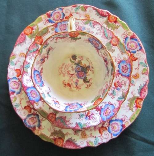 CAULDON=BENTICK PATTERN=TEA TRIO=1908=COMMISSIONED by H.G. STEPHENSON=MANCHESTER=ENGLAND=ANTIQUE.