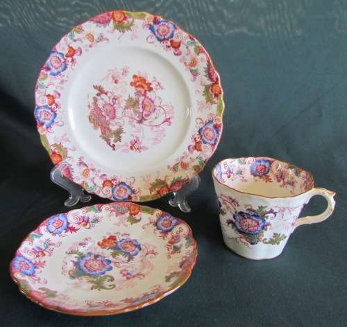 CAULDON=BENTICK PATTERN=TEA TRIO=1908=COMMISSIONED by H.G. STEPHENSON=MANCHESTER=ENGLAND=ANTIQUE.