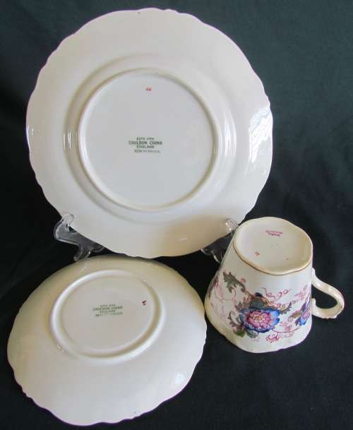 CAULDON=BENTICK PATTERN=TEA TRIO=1908=COMMISSIONED by H.G. STEPHENSON=MANCHESTER=ENGLAND=ANTIQUE.