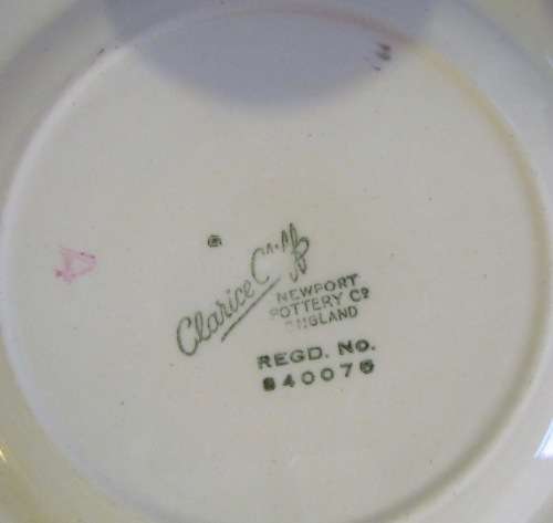 CLARICE CLIFF=TEA SET=Newport Pottery=18 pieces=5 TRIOS=MILK=SUGAR=CAKE=England=Flowers=ROSES=FLORAL