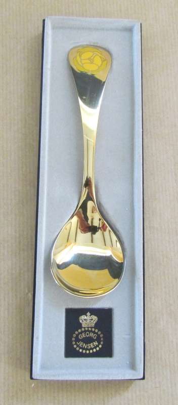 GEORG JENSEN CHRISTMAS SPOON STERLING SILVER & GILT 1978 Original Box Hallmarked Andersen Bjorne.