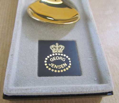 GEORG JENSEN CHRISTMAS SPOON STERLING SILVER & GILT 1978 Original Box Hallmarked Andersen Bjorne.