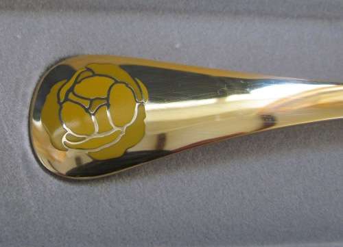 GEORG JENSEN CHRISTMAS SPOON STERLING SILVER & GILT 1978 Original Box Hallmarked Andersen Bjorne.